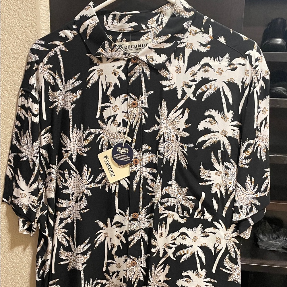 Coconuts by Matisse Tropical Black and White Men's Shirt